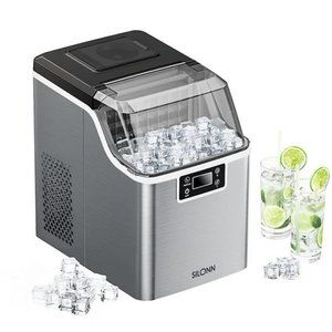Countertop Ice Maker,  24Pcs Ice Cubes in 13 Min,  Stainless Steel Ice Machine